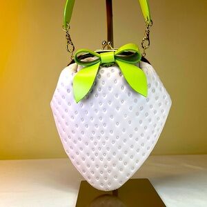 NWOT RARE Earl’s Favourite Strawberry Leather Bag Removable Green Bow